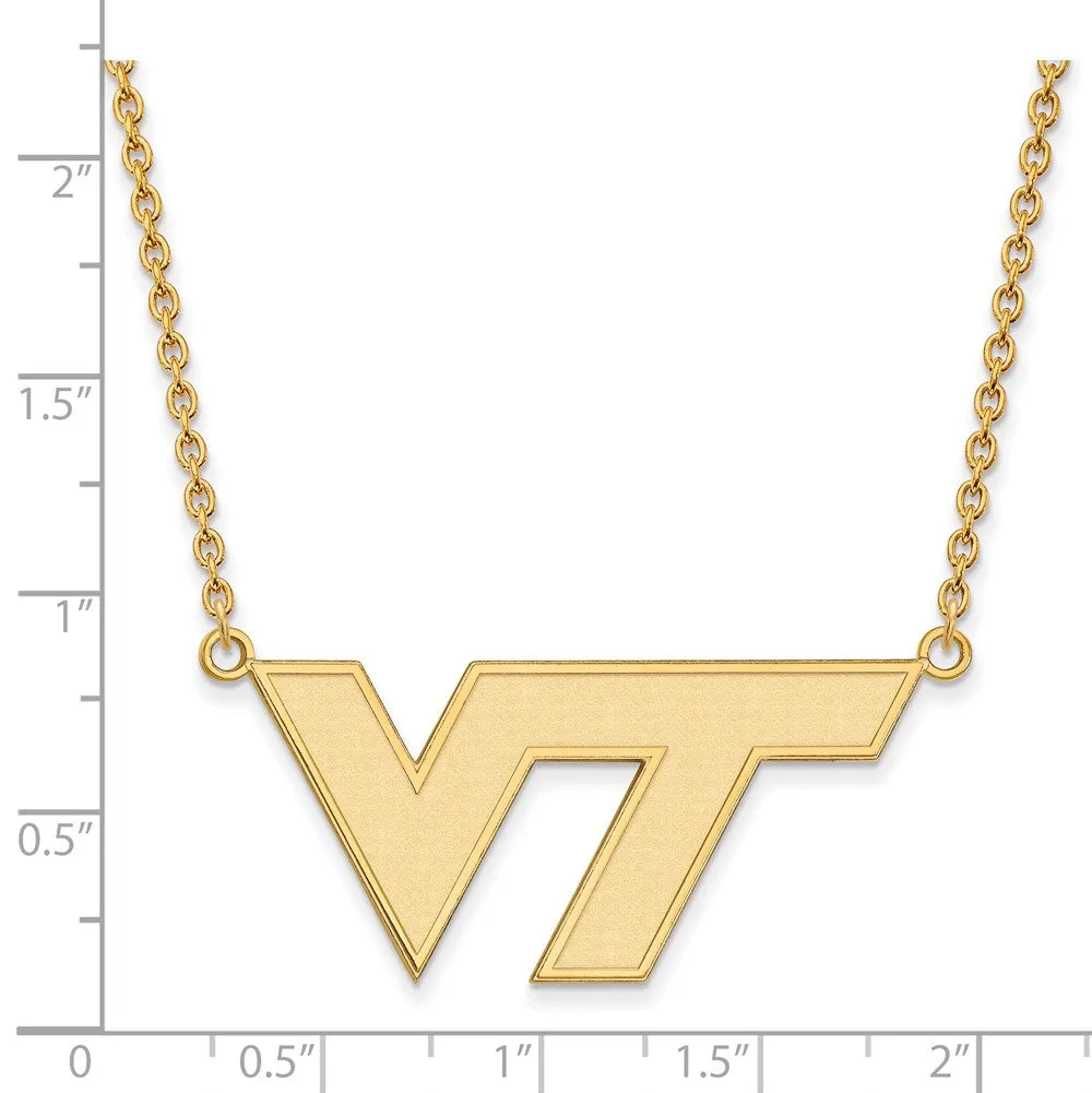 10k Yellow Gold Virginia Tech Large 'VT' Pendant Necklace