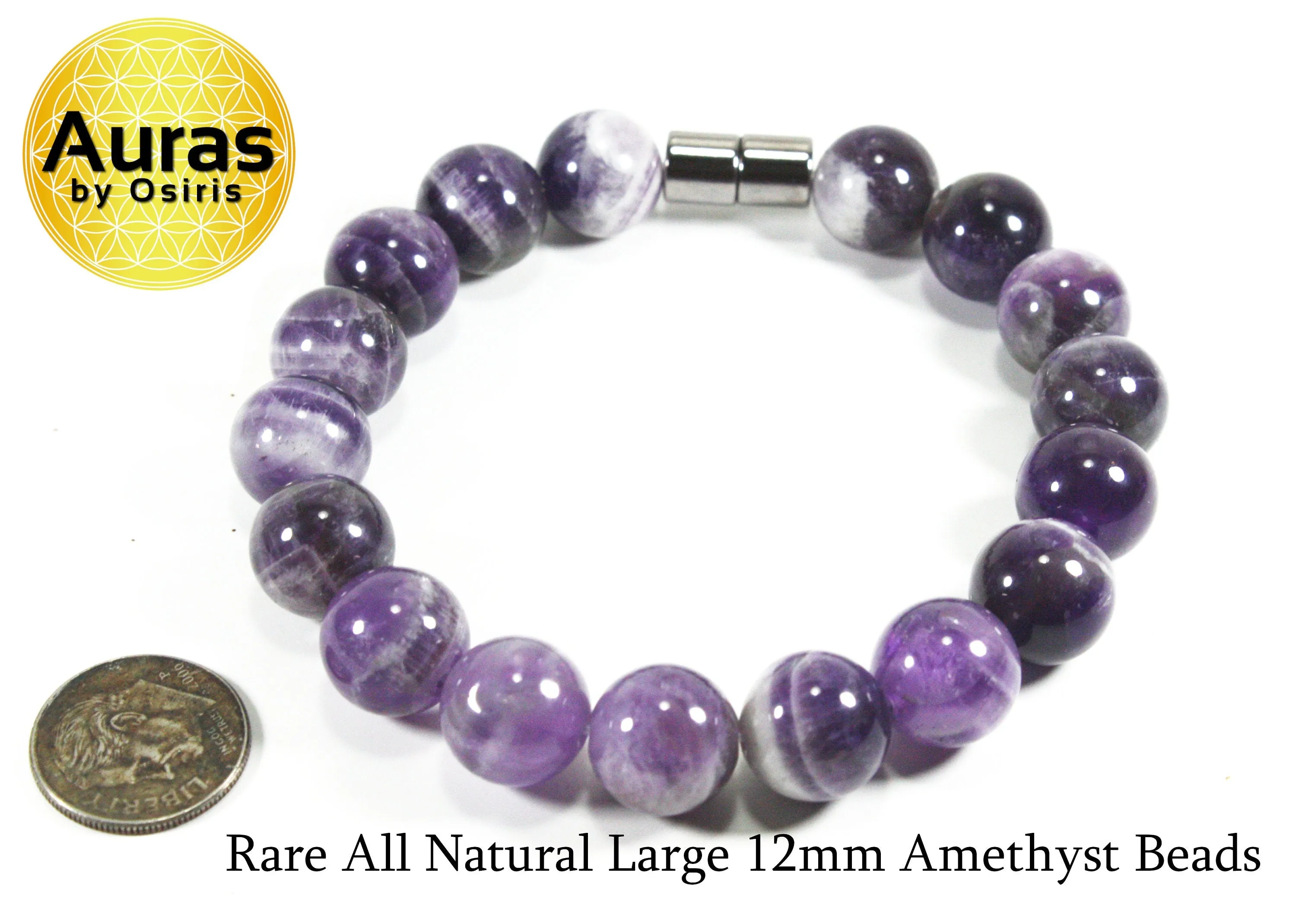 12mm Amethyst Bracelet - Healing Gemstone Jewelry