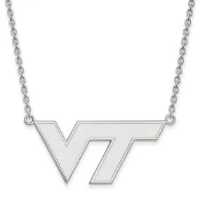 14k White Gold Virginia Tech Large 'VT' Pendant Necklace