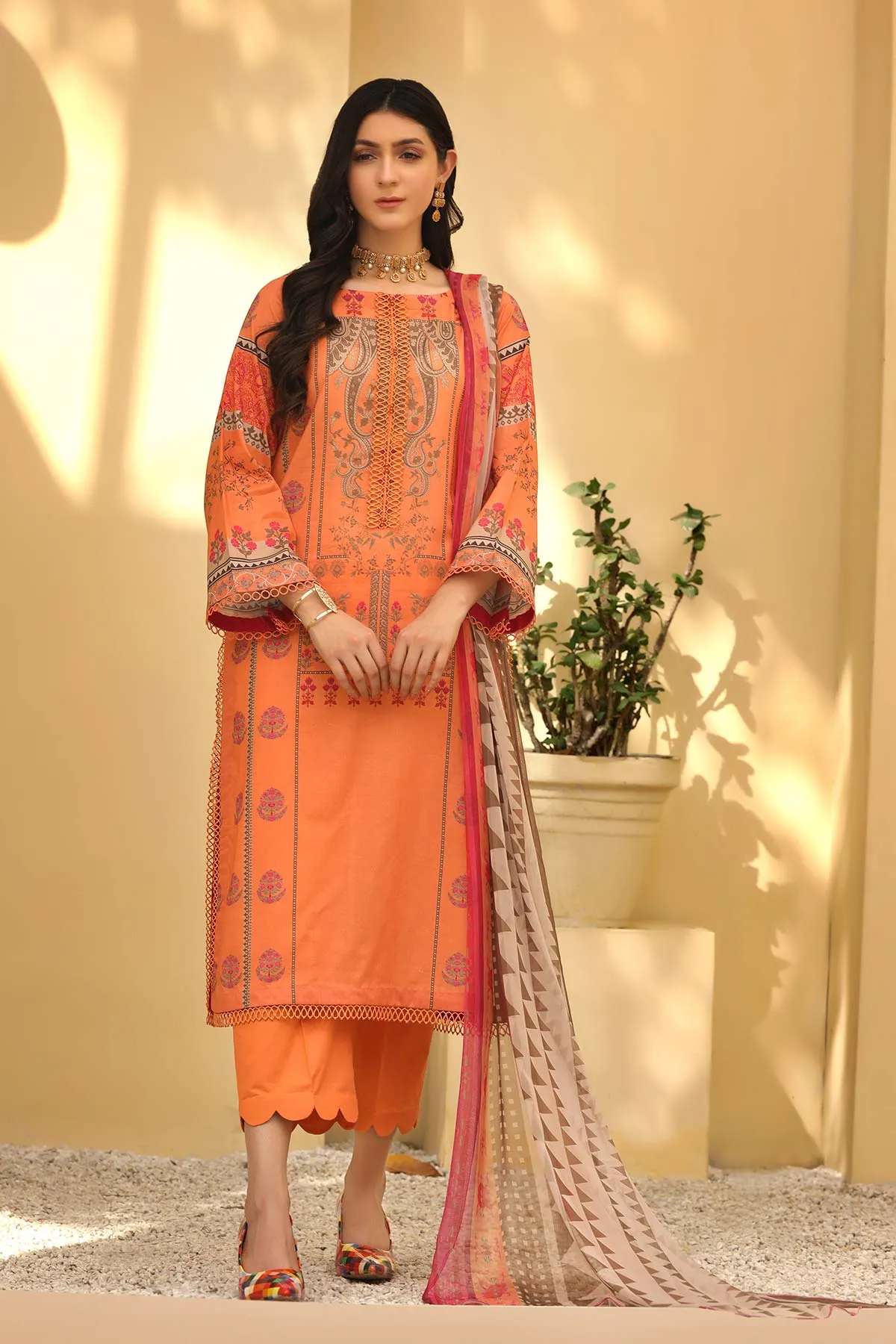 3-Piece Unstitched Lawn with Chiffon Dupatta CP22-44