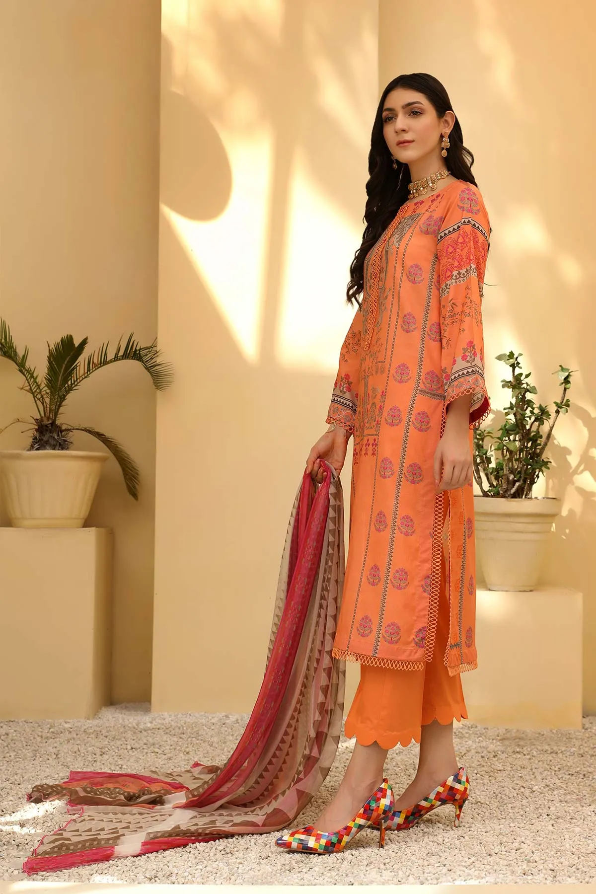 3-Piece Unstitched Lawn with Chiffon Dupatta CP22-44