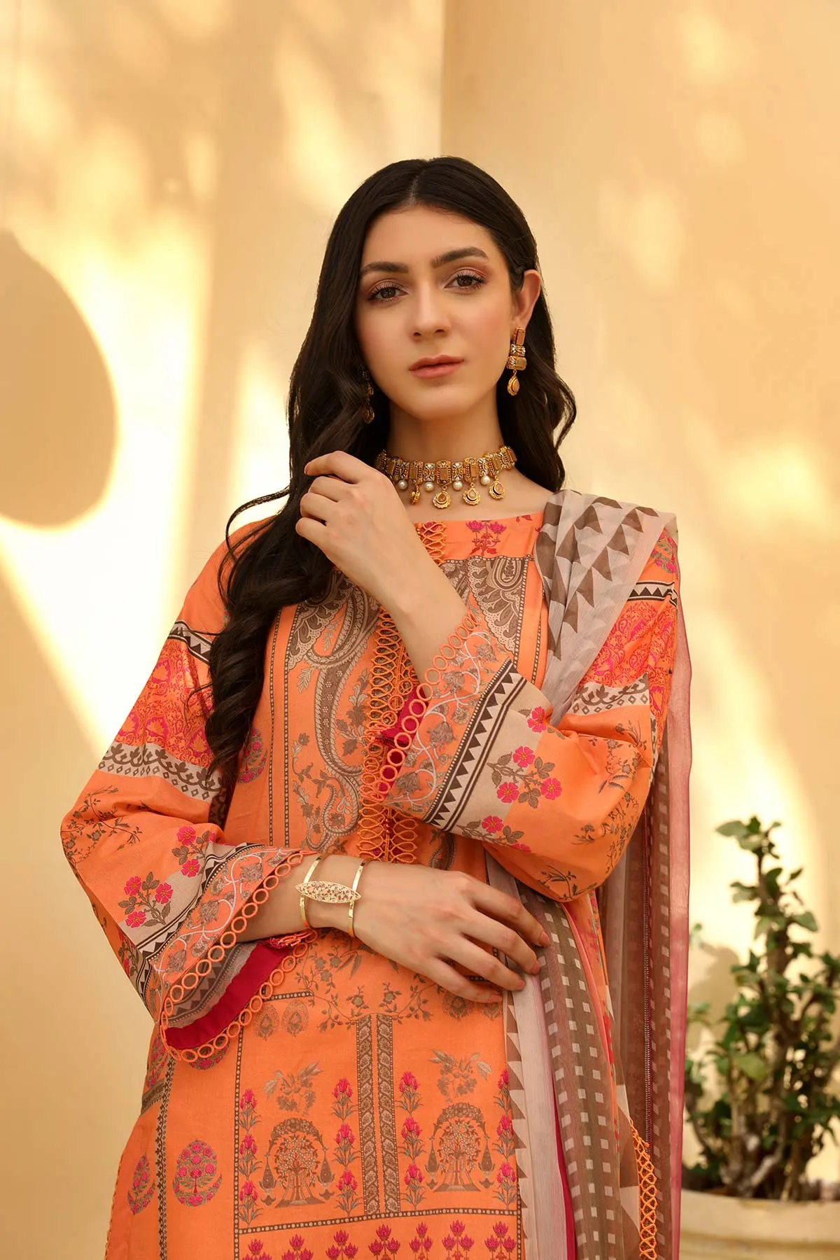 3-Piece Unstitched Lawn with Chiffon Dupatta CP22-44