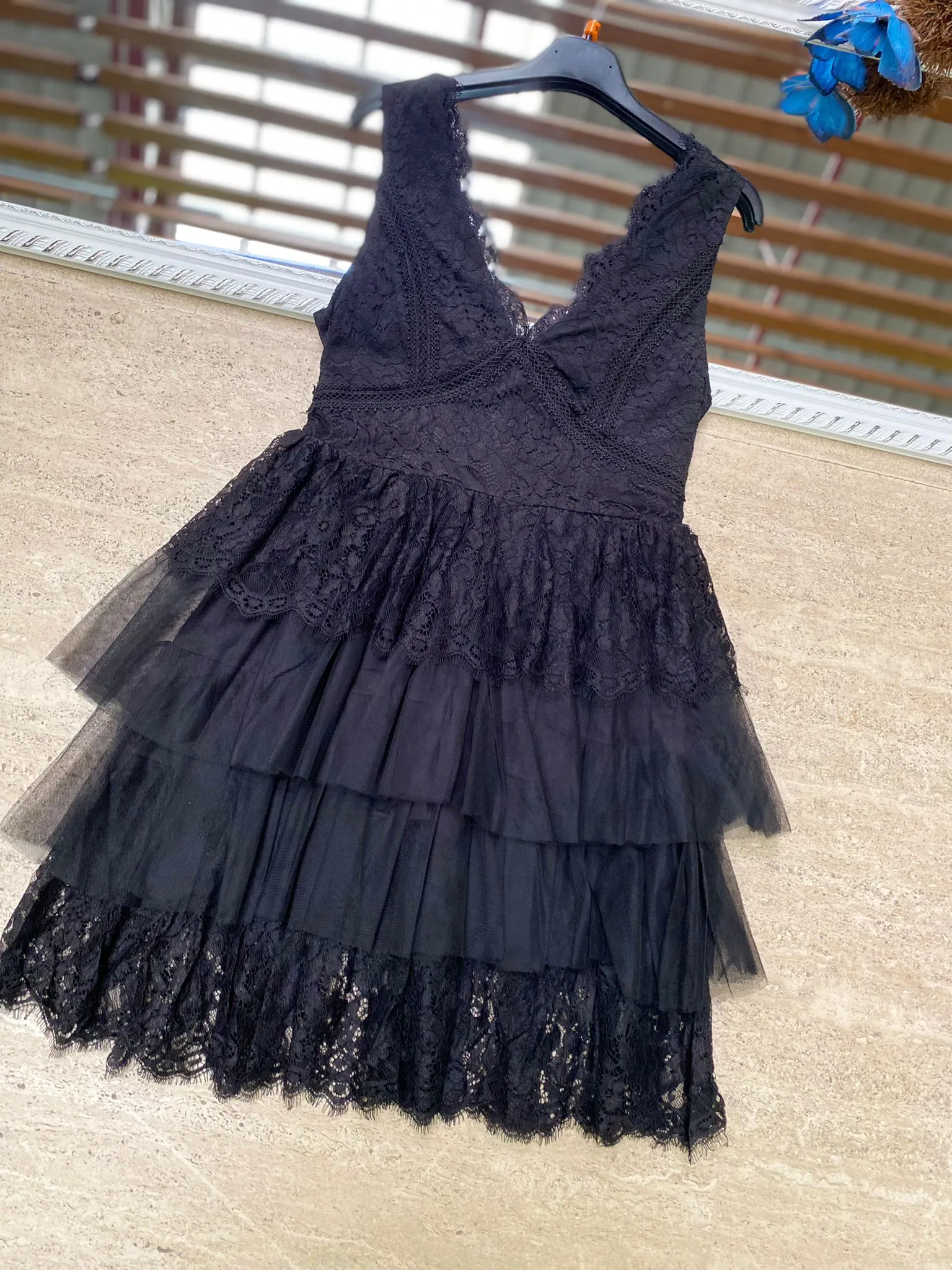 Lace Dress with Ruffles and Tulle