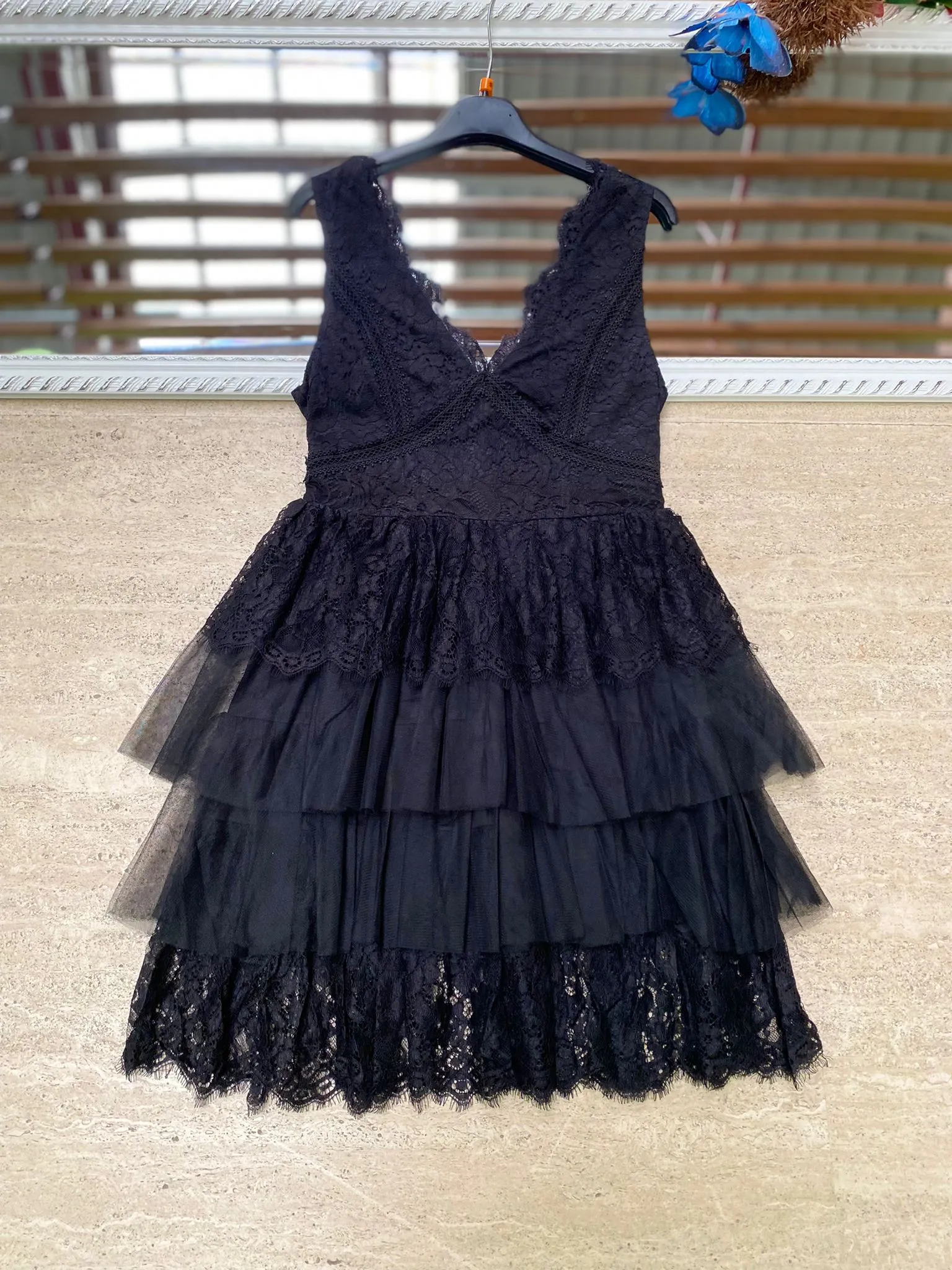 Lace Dress with Ruffles and Tulle