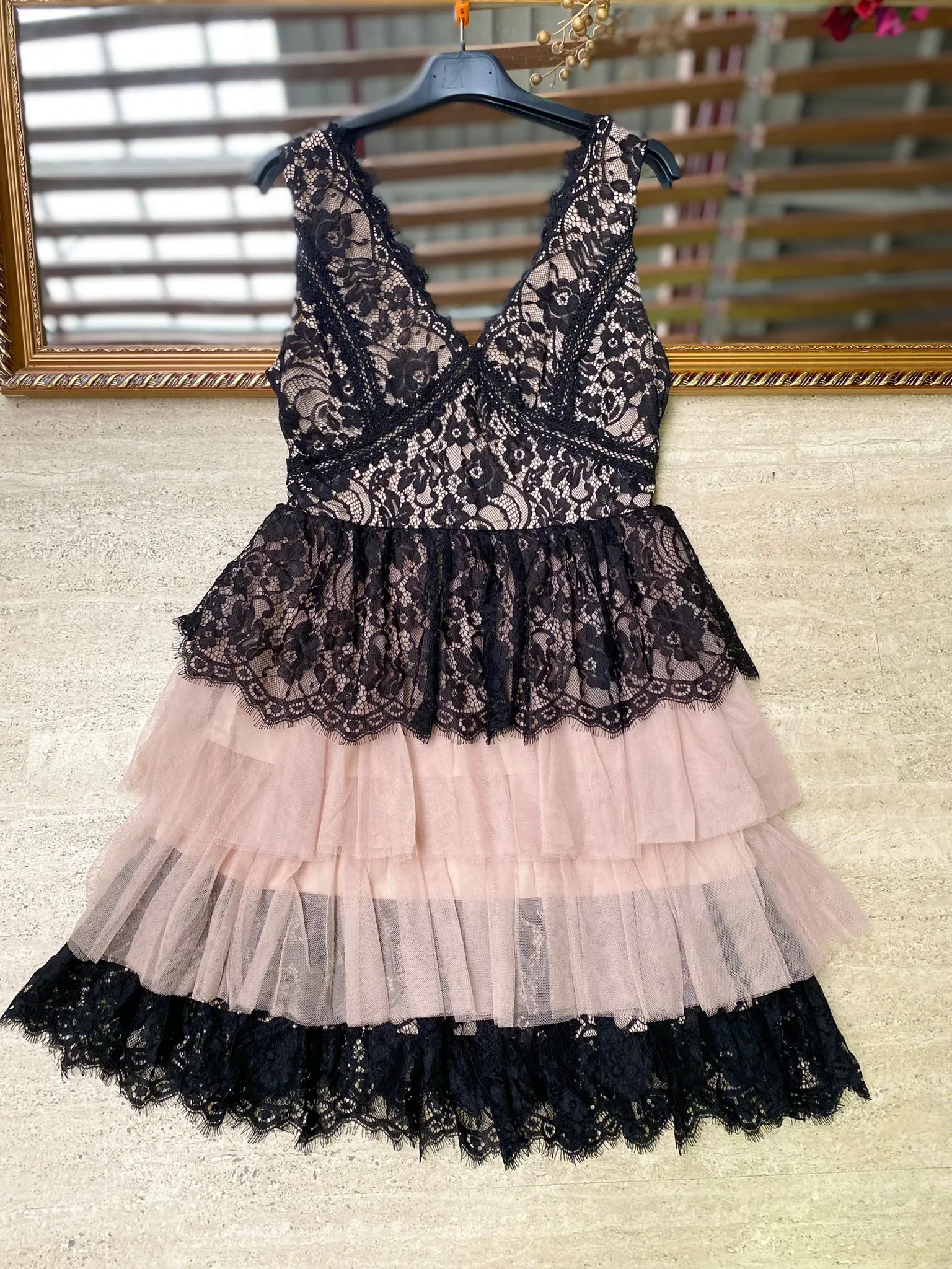 Lace Dress with Ruffles and Tulle