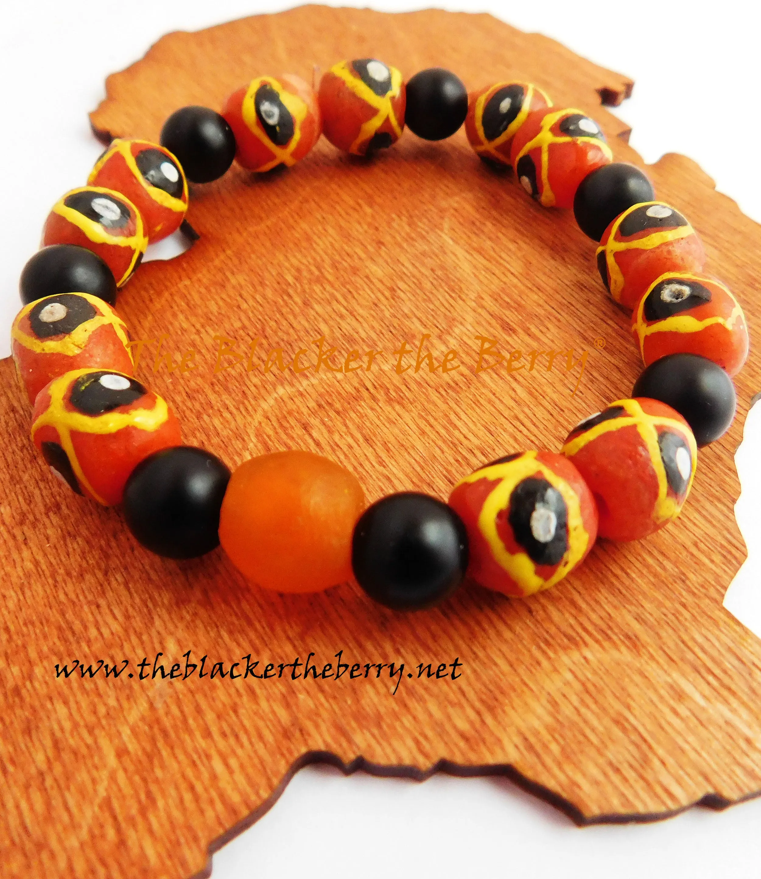 Handmade Ethnic Orange and Black African Beaded Jewelry