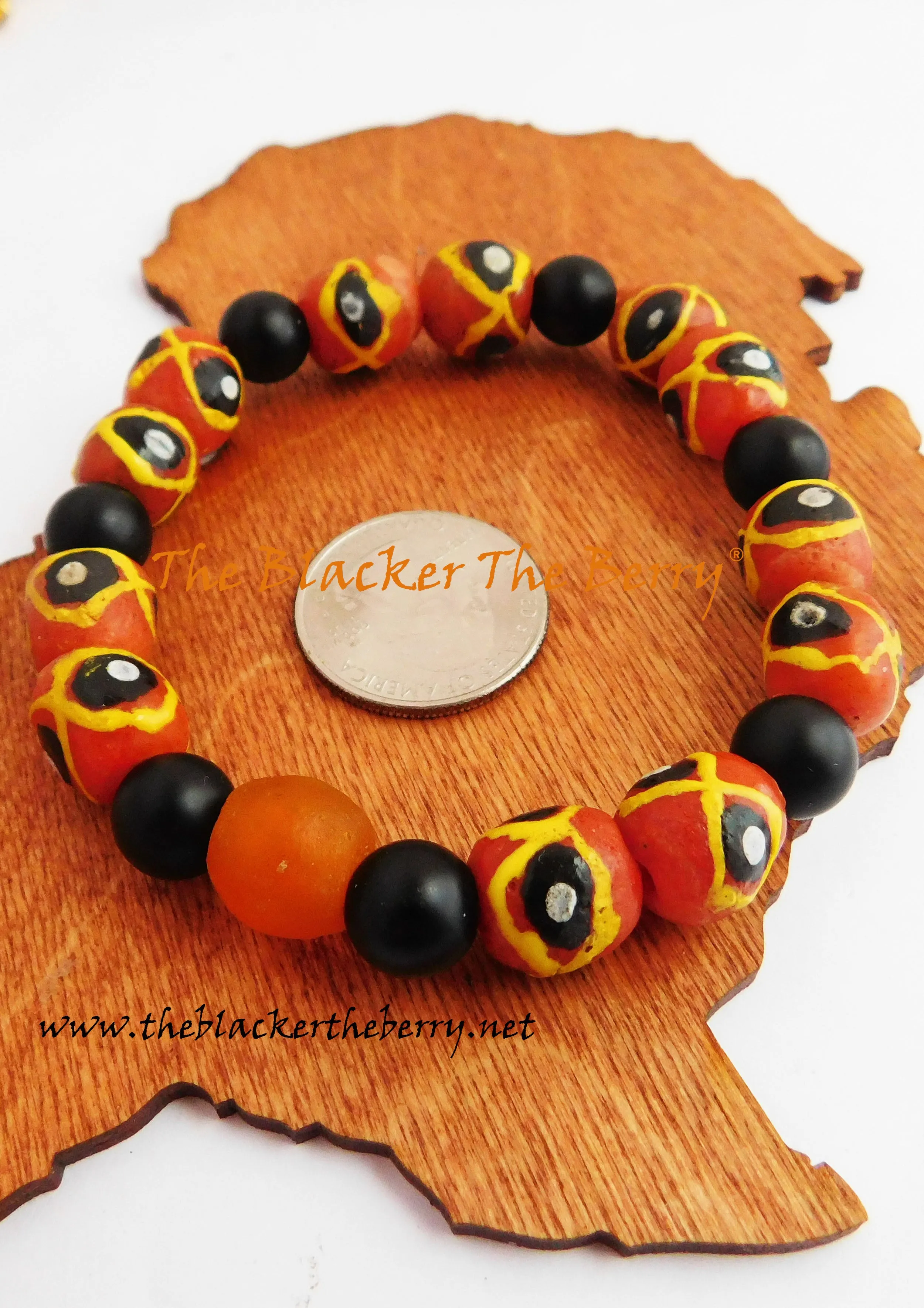 Handmade Ethnic Orange and Black African Beaded Jewelry