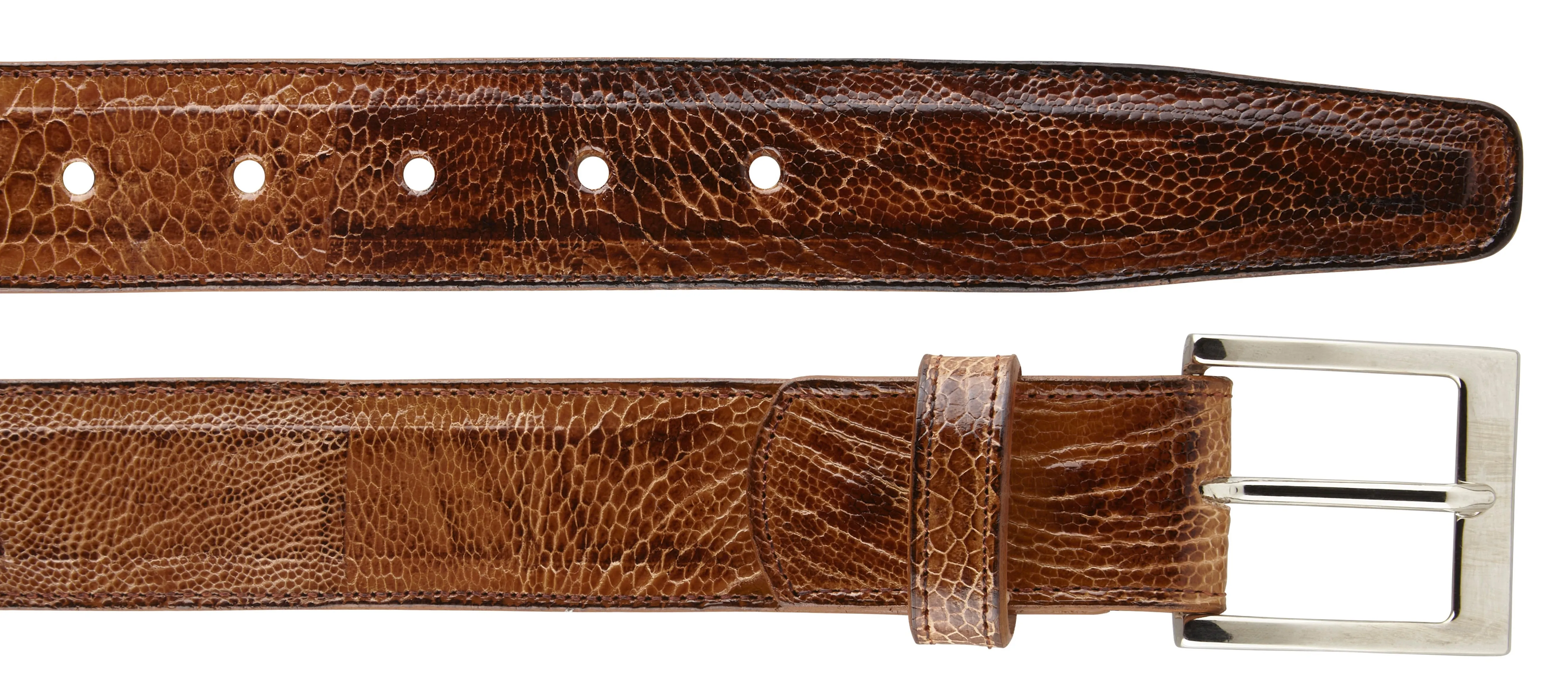 Ostrich Leather Belt Antique Brandy