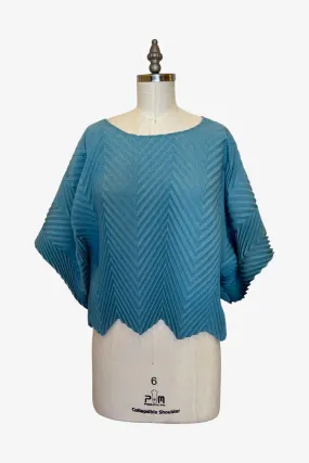 Chevron Pleated Lisbon Top Aqua