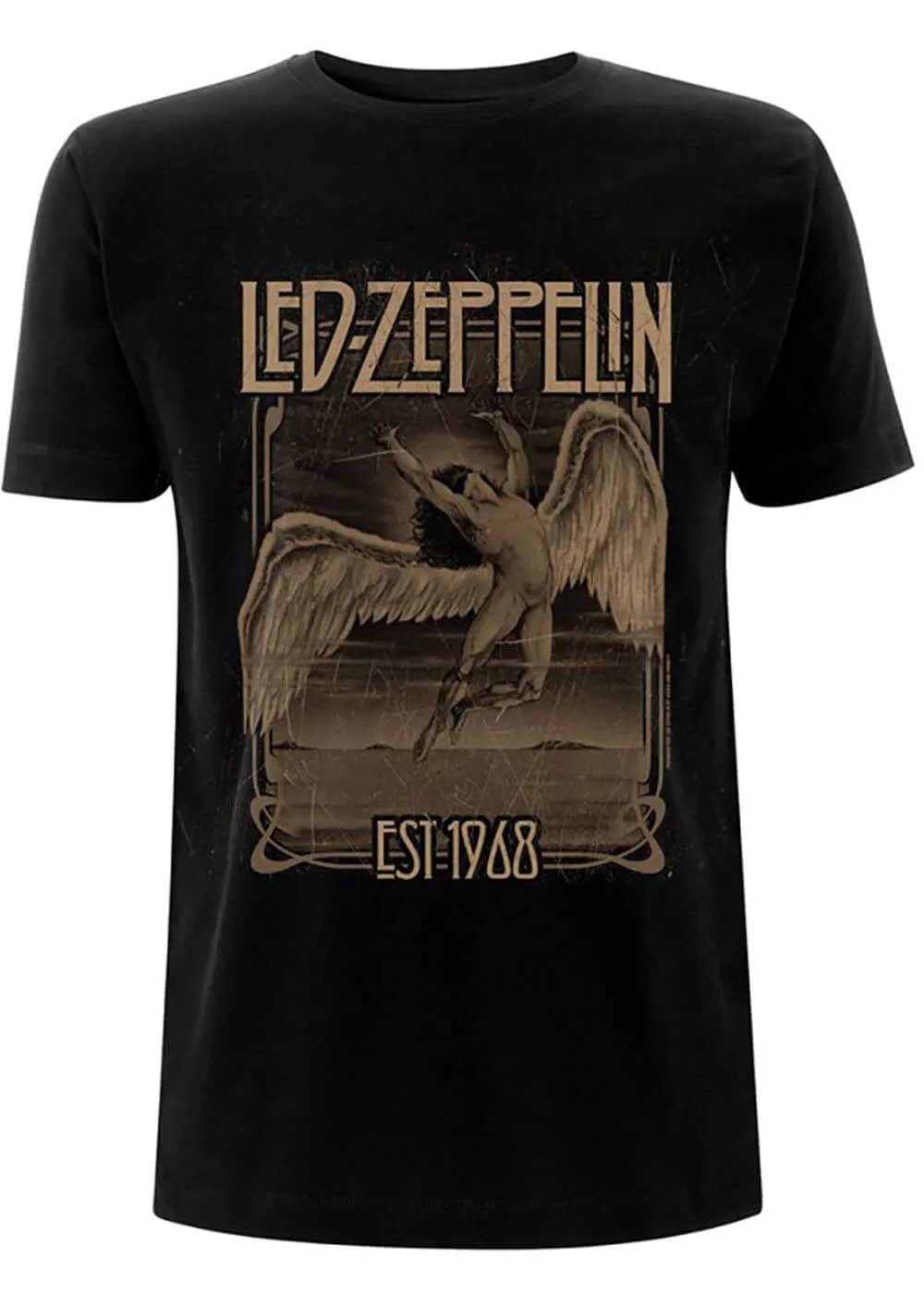 Faded Falling Black Led Zeppelin Band T-Shirt