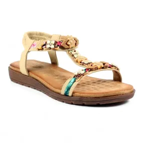 Ladies Lunar BECCA T-Bar Sandal BEIGE Soft