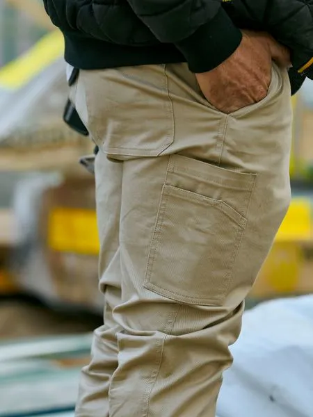 Stretch Cotton Drill Cargo Cuffed Pants