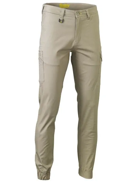 Stretch Cotton Drill Cargo Cuffed Pants