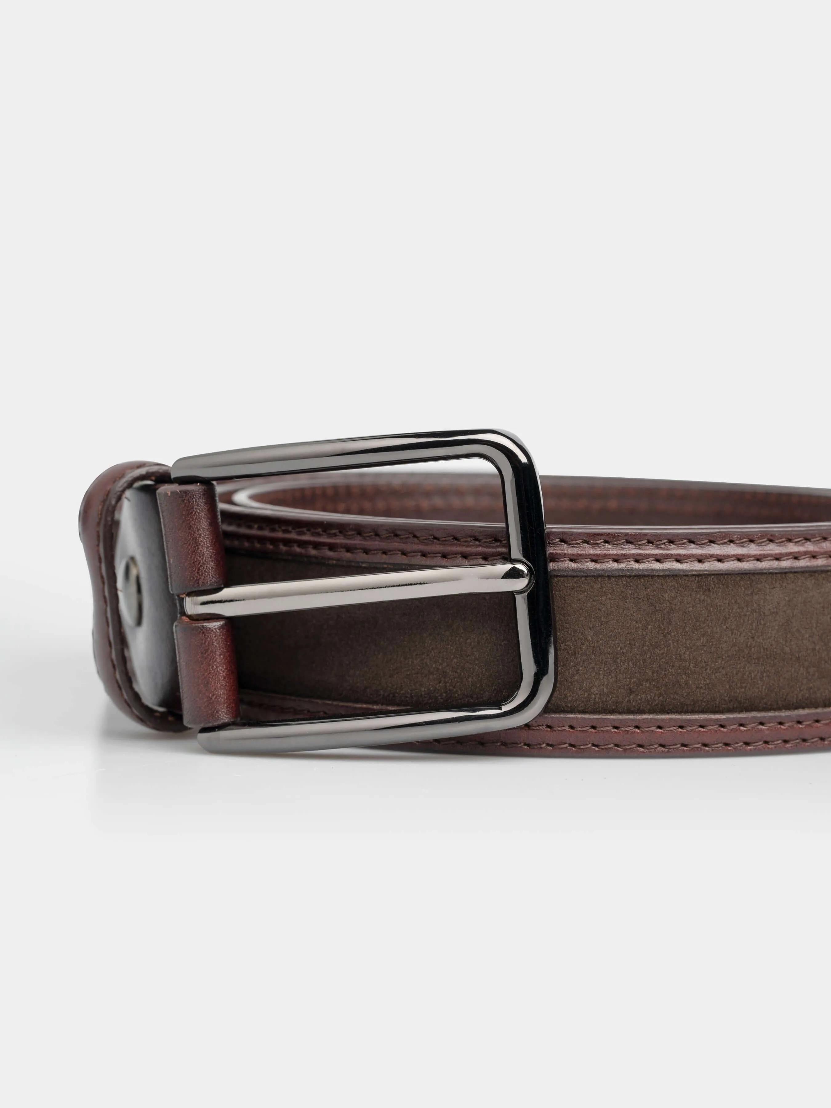 Black Suede Leather Belt With Gunmetal Buckle