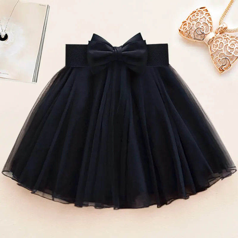 Black Cute Mini Skirt High Quality with Belt, Lovely Tulle Skirts