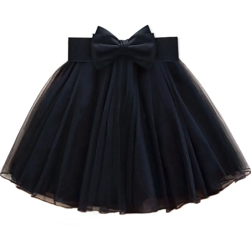 Black Cute Mini Skirt High Quality with Belt, Lovely Tulle Skirts