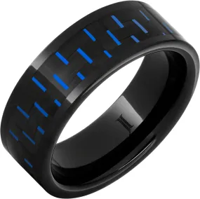 Black Diamond Ceramic Ring With Blue-Black Carbon Fiber Inlay