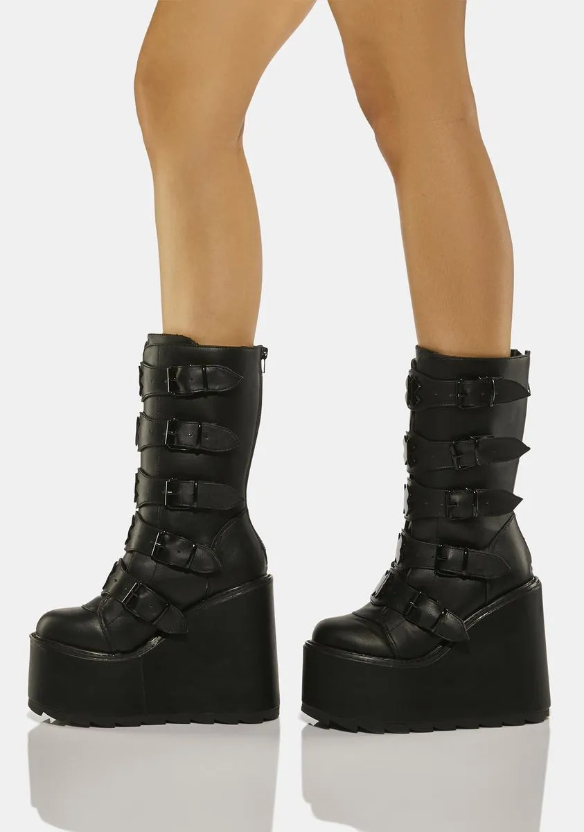 Black Dune X Buckle Boots