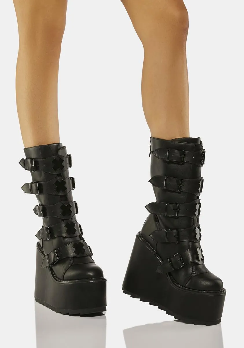 Black Dune X Buckle Boots