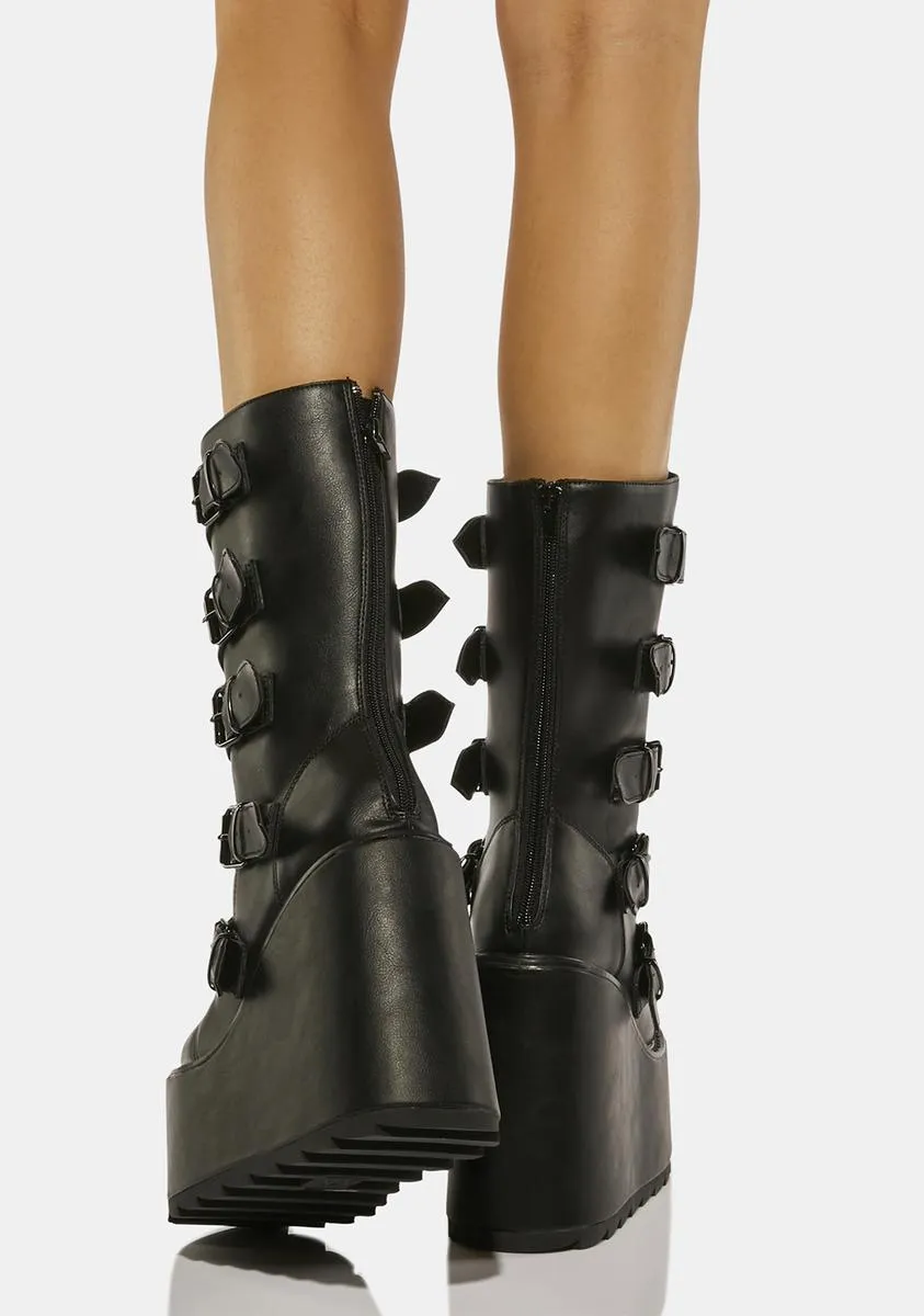 Black Dune X Buckle Boots