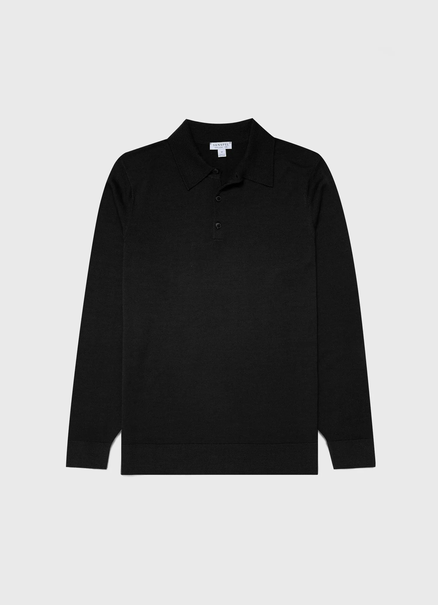 Black Extra-Fine Merino Polo Shirt