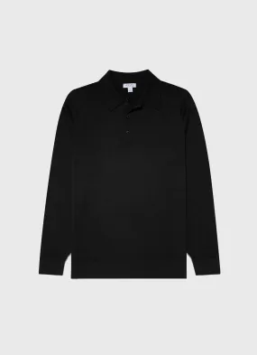 Black Extra-Fine Merino Polo Shirt