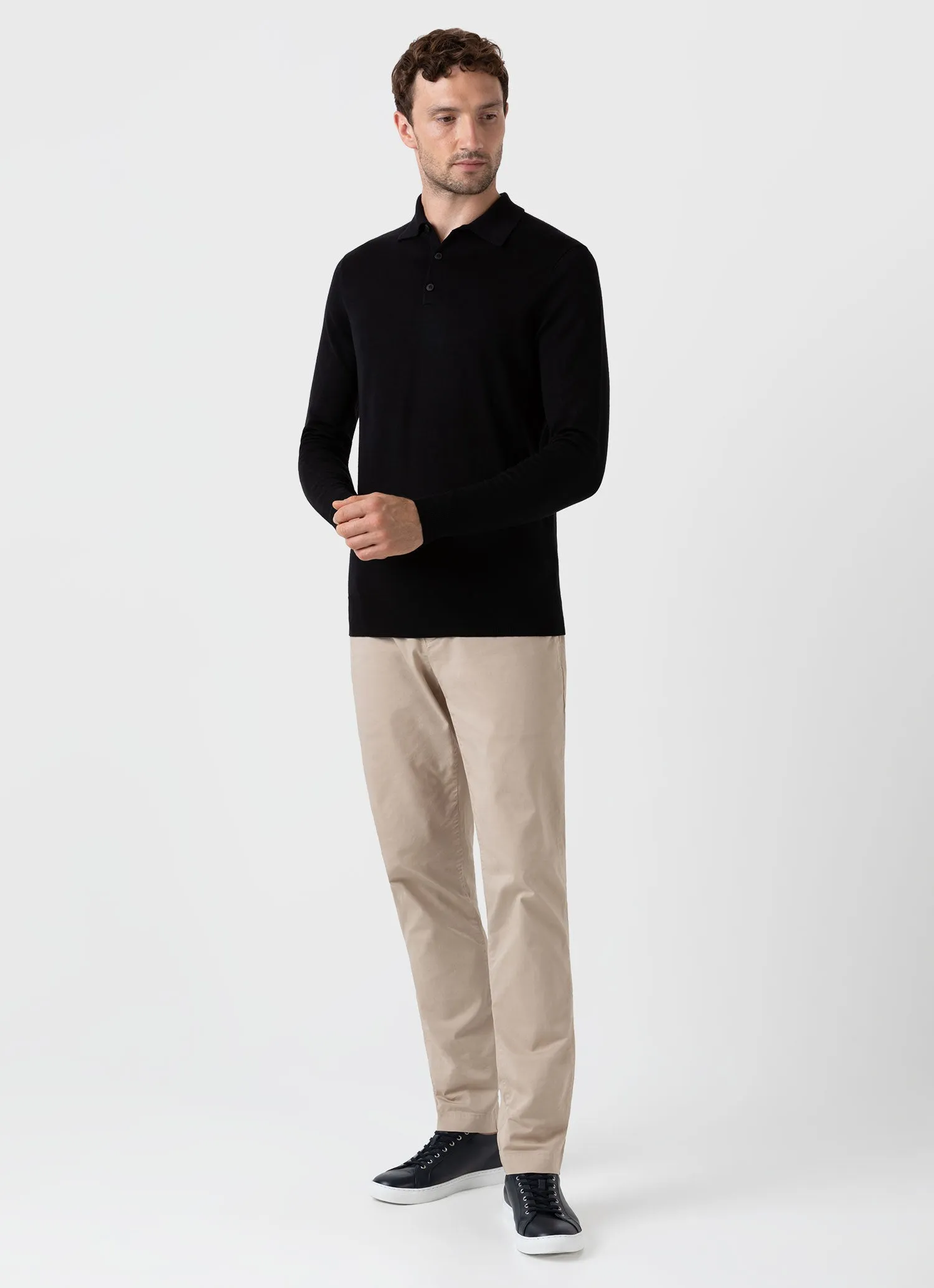 Black Extra-Fine Merino Polo Shirt