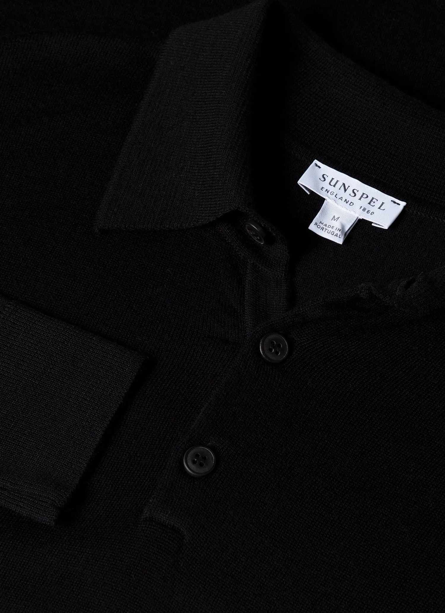 Black Extra-Fine Merino Polo Shirt