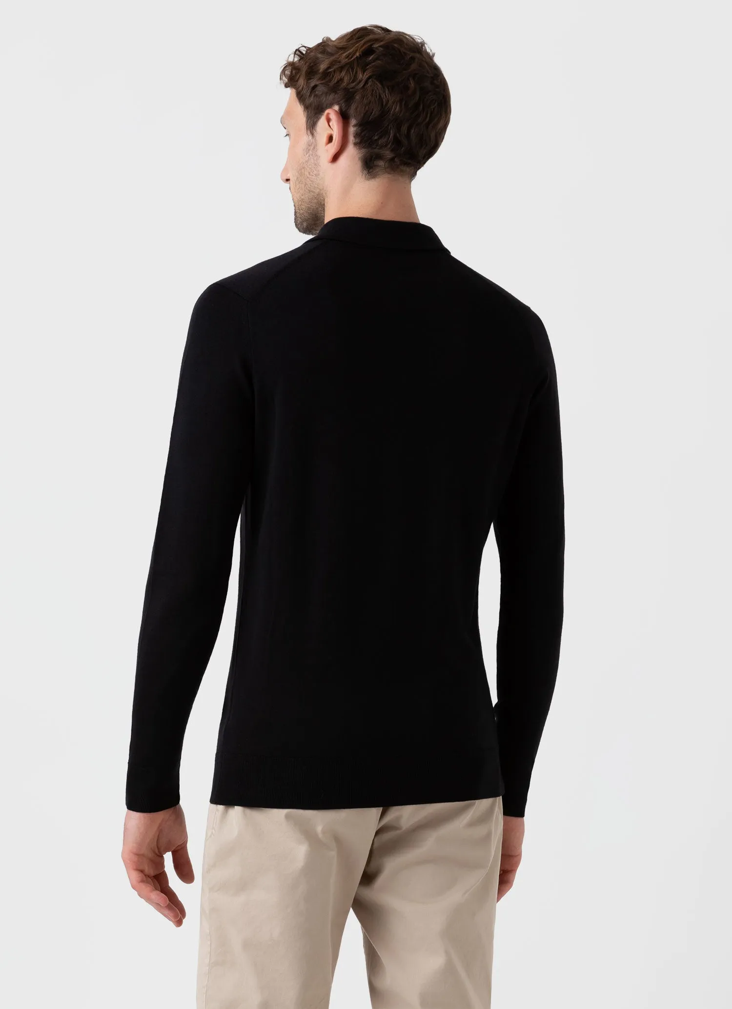 Black Extra-Fine Merino Polo Shirt