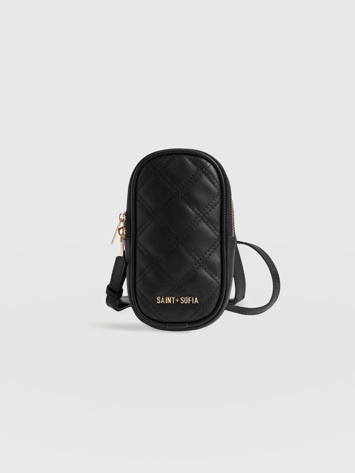 Pilton Quilted Phone Bag in Black