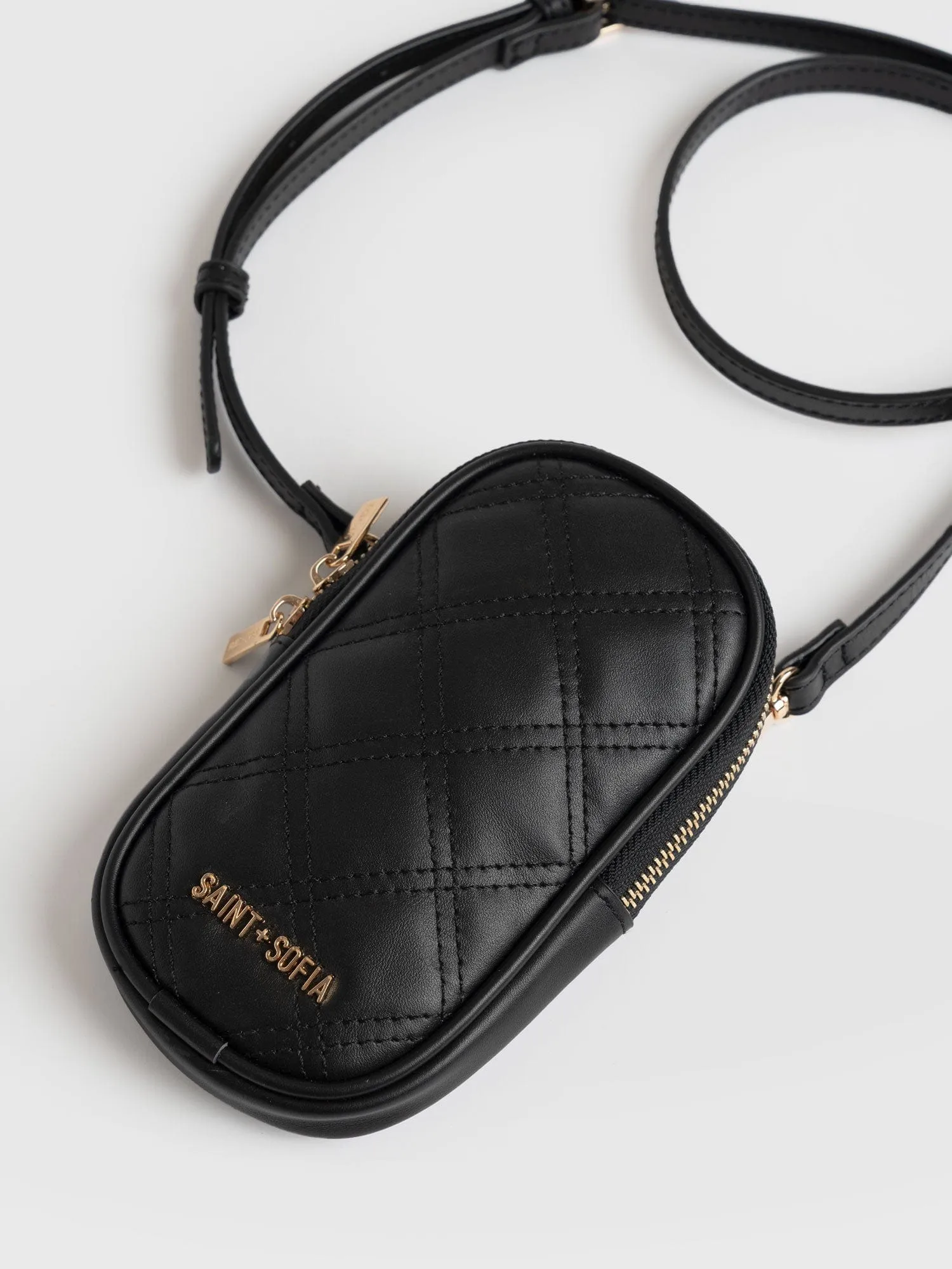 Pilton Quilted Phone Bag in Black