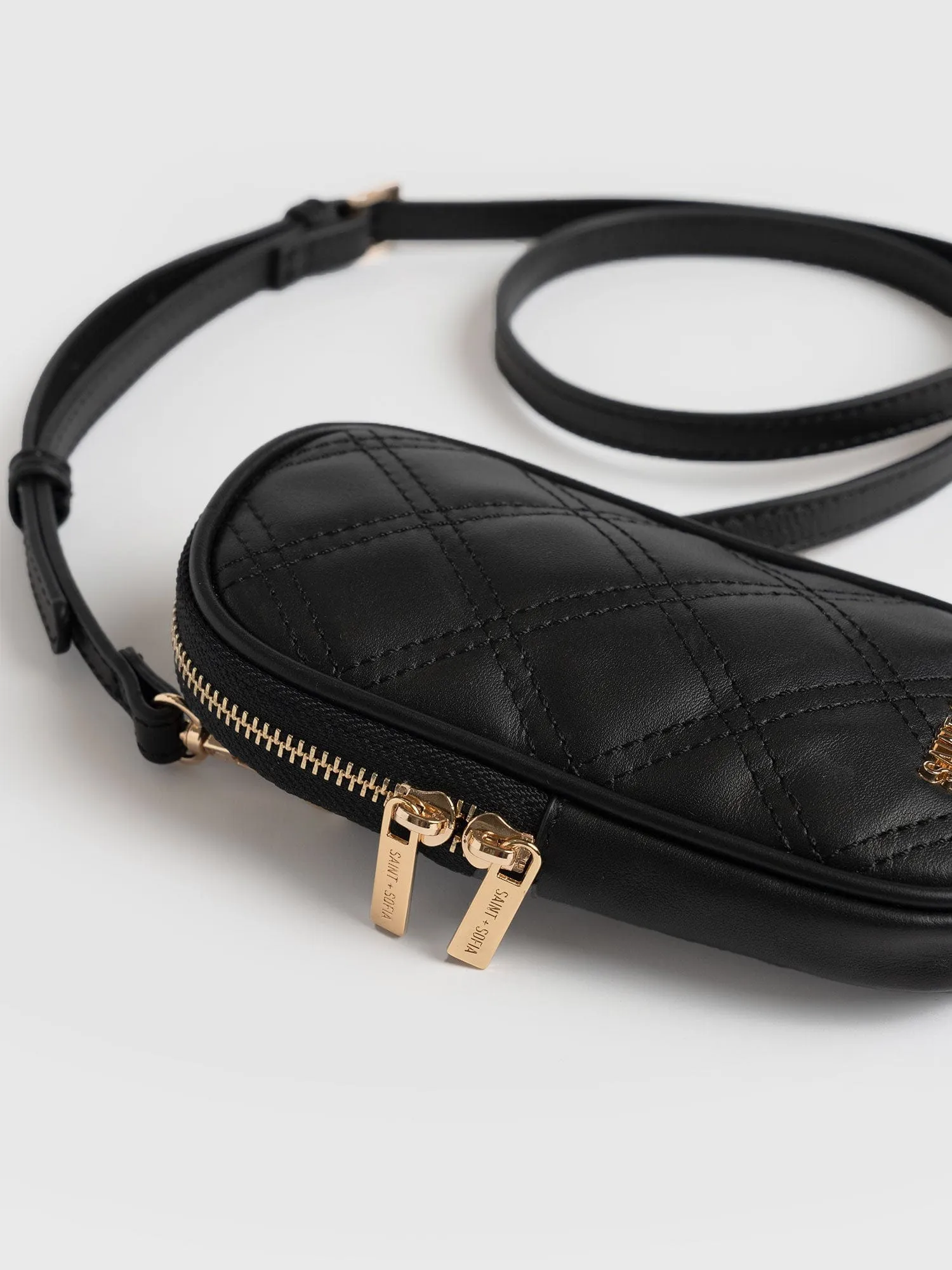 Pilton Quilted Phone Bag in Black