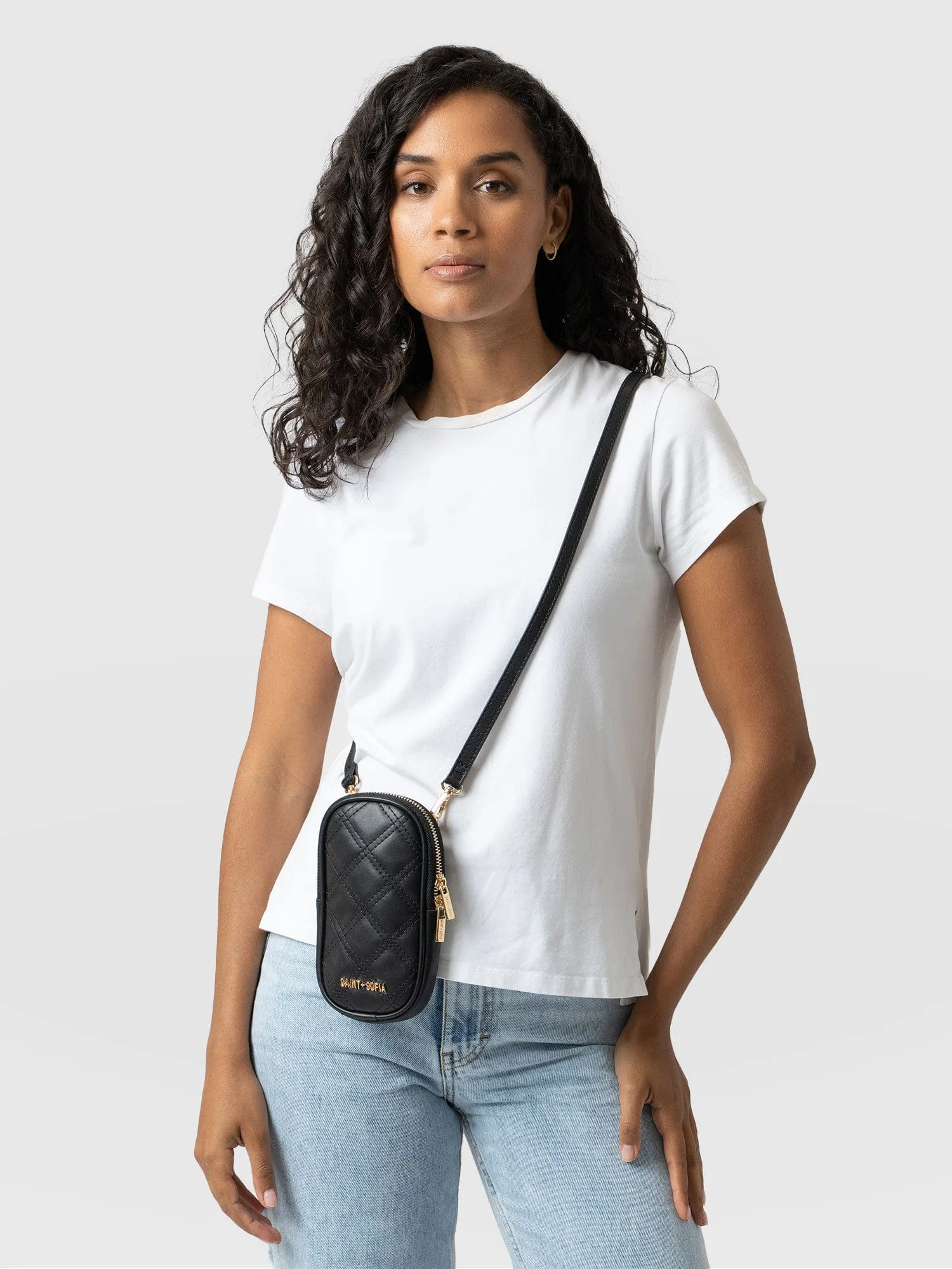 Pilton Quilted Phone Bag in Black