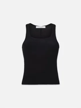 Black Ribbed Scoop Neck Tank