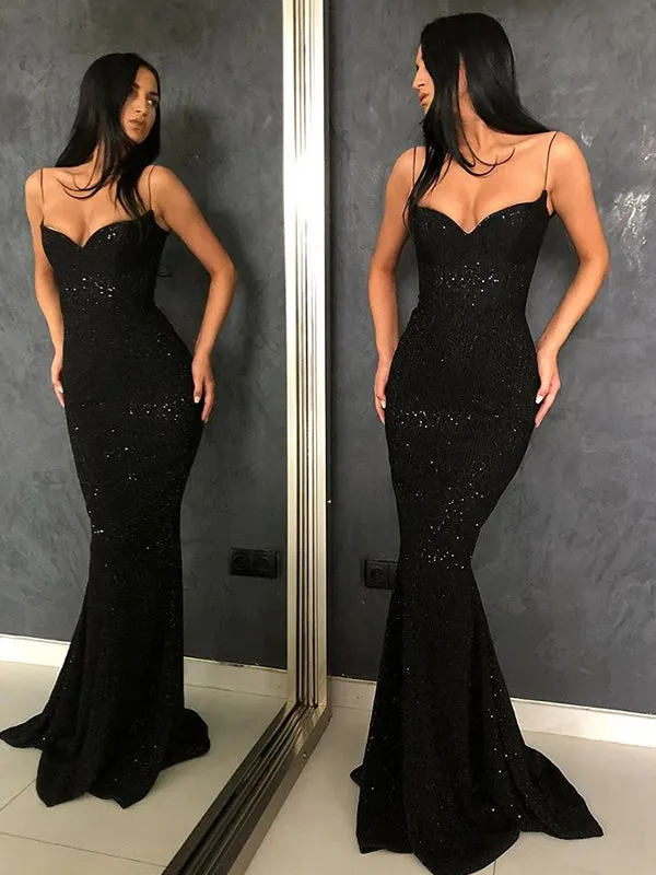 Black Sequins Mermaid Prom Dress