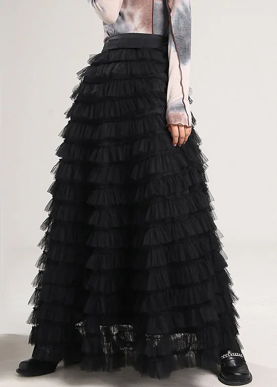 High Waist Tulle Pleated Skirt