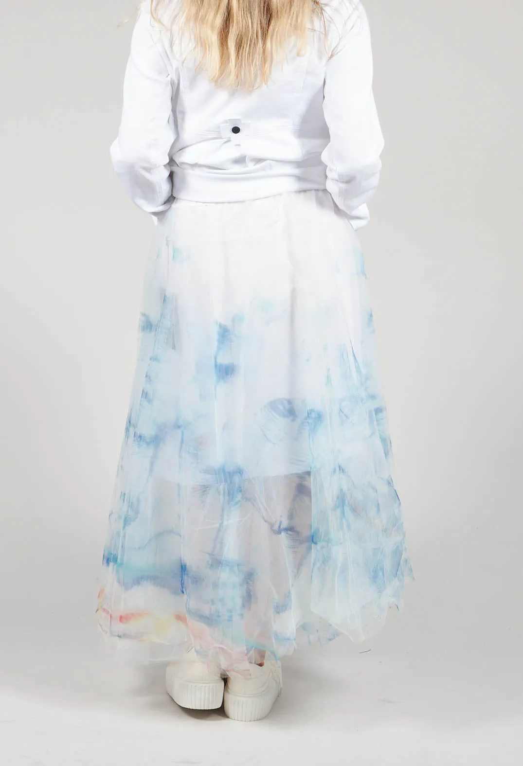 Printwork Tulle Skirt Blue