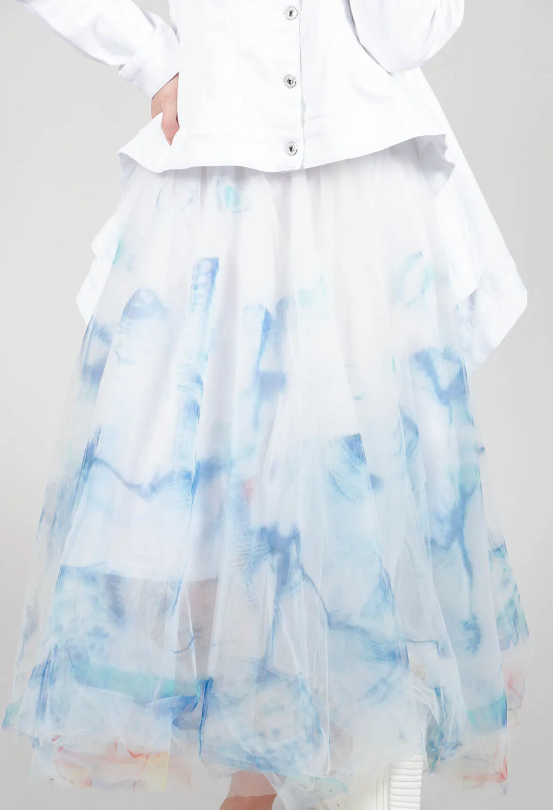 Printwork Tulle Skirt Blue