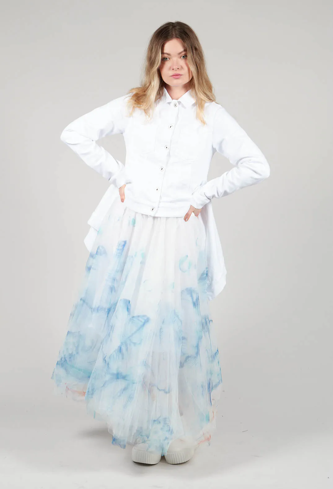 Printwork Tulle Skirt Blue