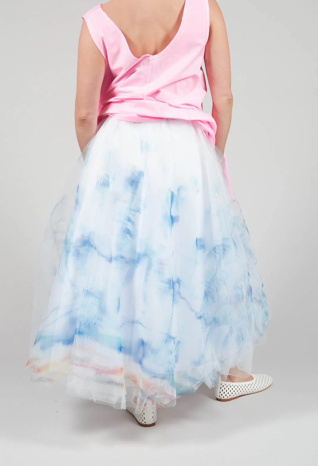 Printwork Tulle Skirt Blue