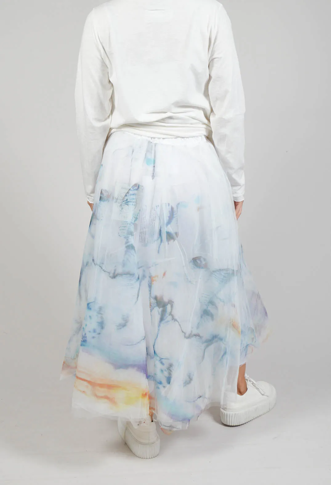 Printwork Tulle Skirt Blue