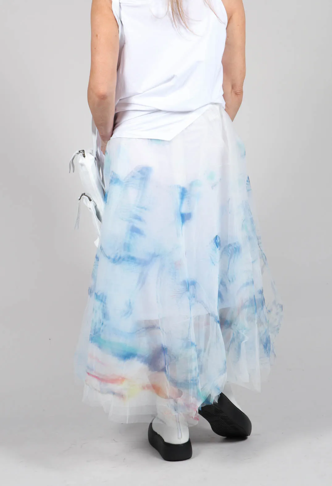 Printwork Tulle Skirt Blue