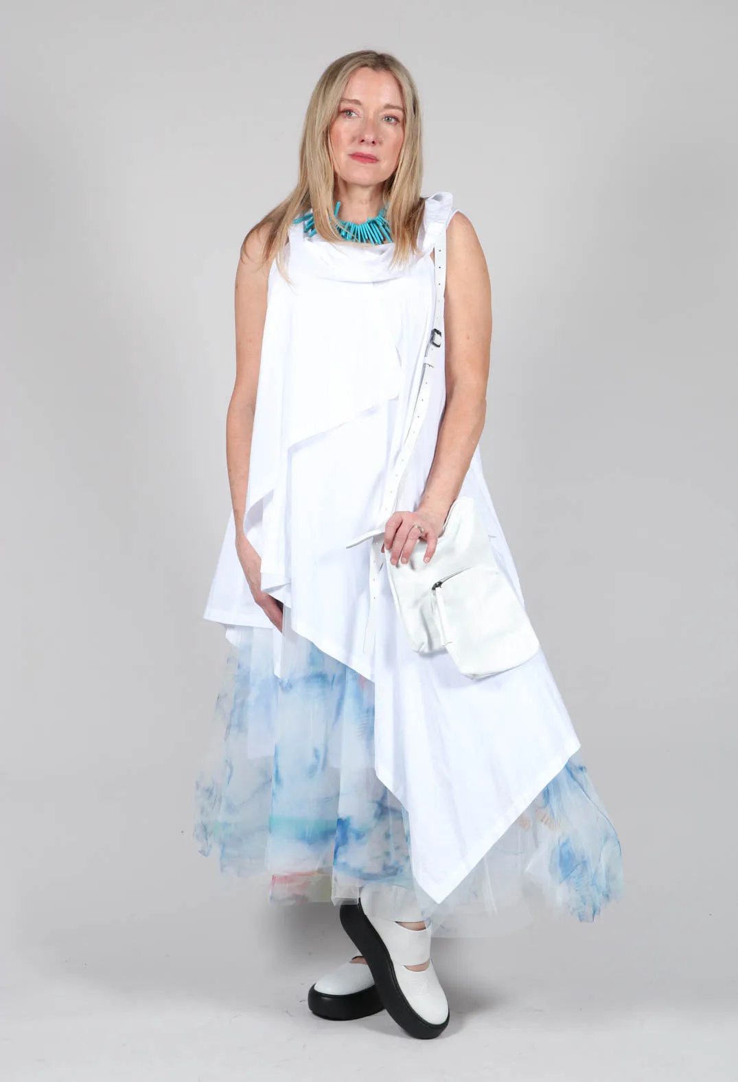 Printwork Tulle Skirt Blue