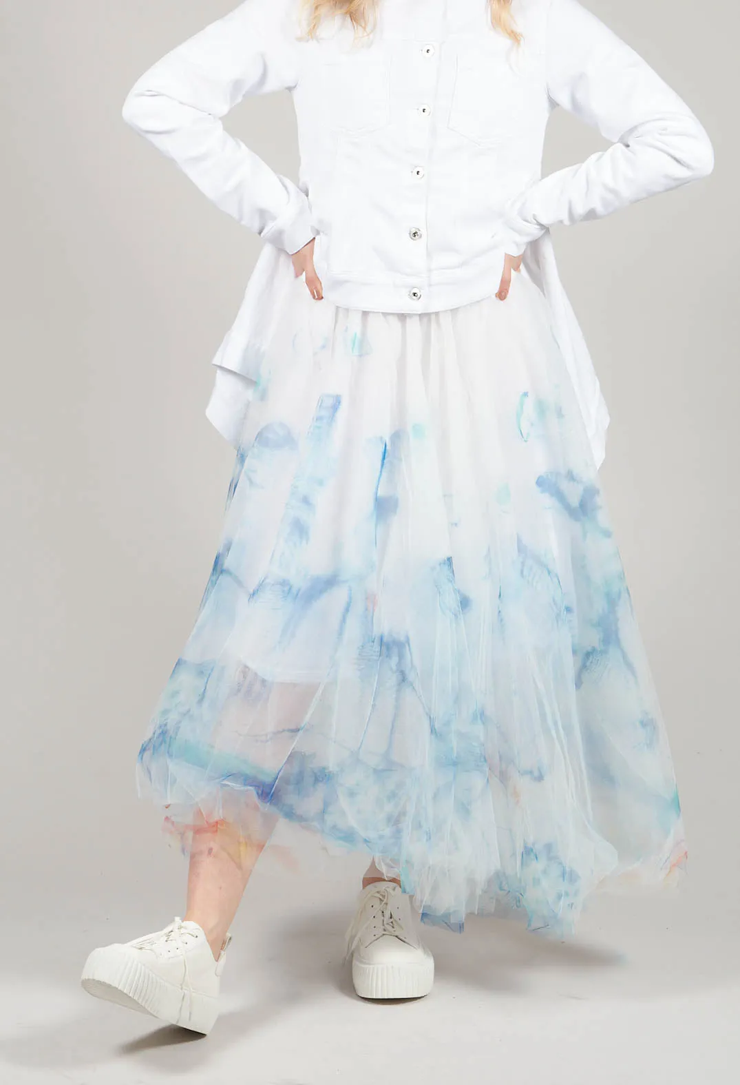 Printwork Tulle Skirt Blue