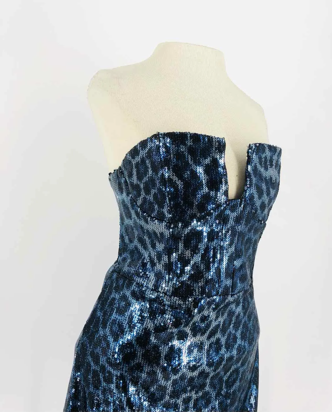 Blue/Black Animal Print Sequin Dress - Zara Size M