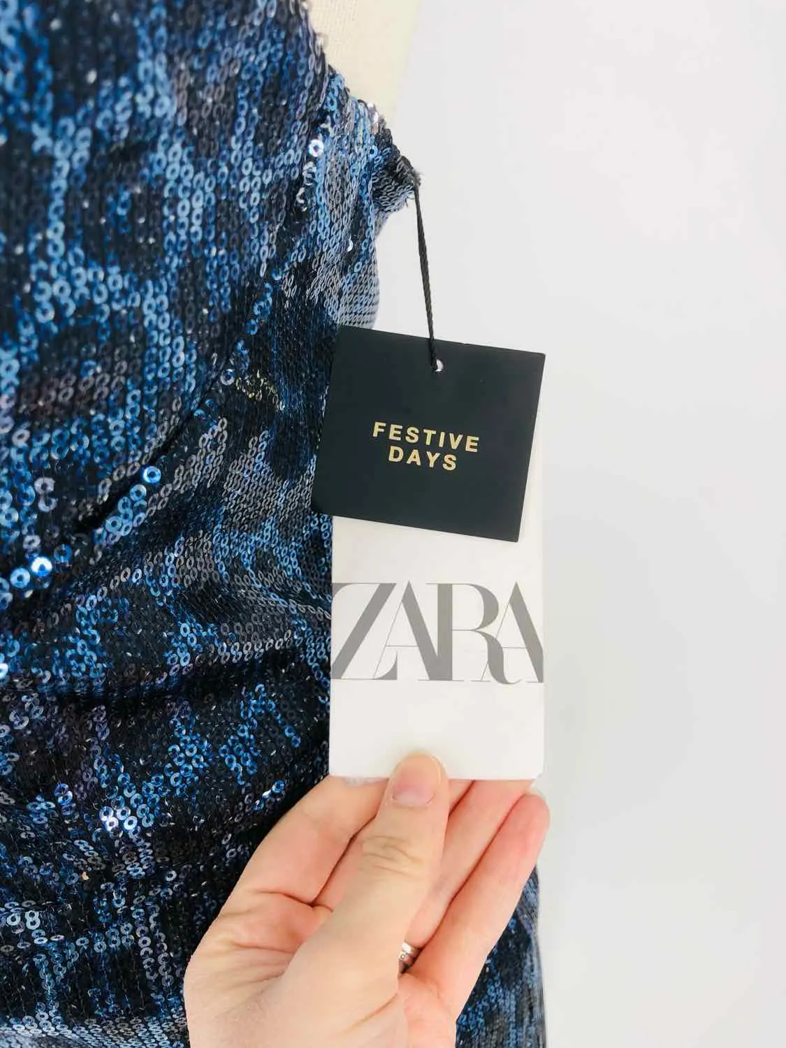 Blue/Black Animal Print Sequin Dress - Zara Size M