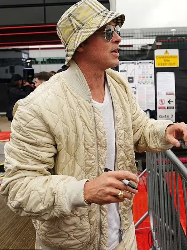 Brad Pitt Quilted Bomber Jacket