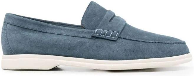 Canali Blue Suede Slip-On Loafers