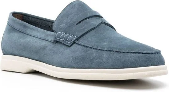 Canali Blue Suede Slip-On Loafers