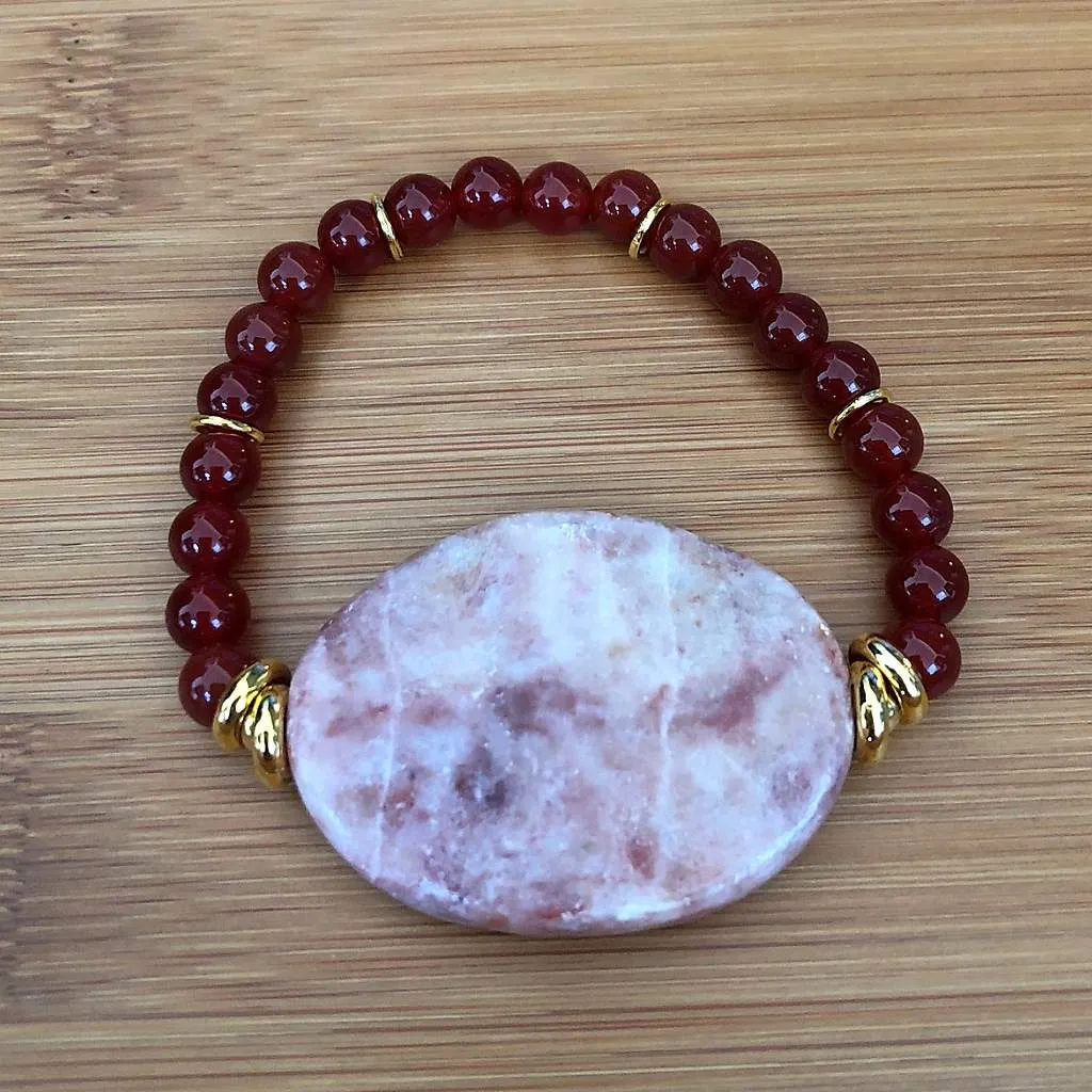 Chic Carnelian and Marble Bracelet